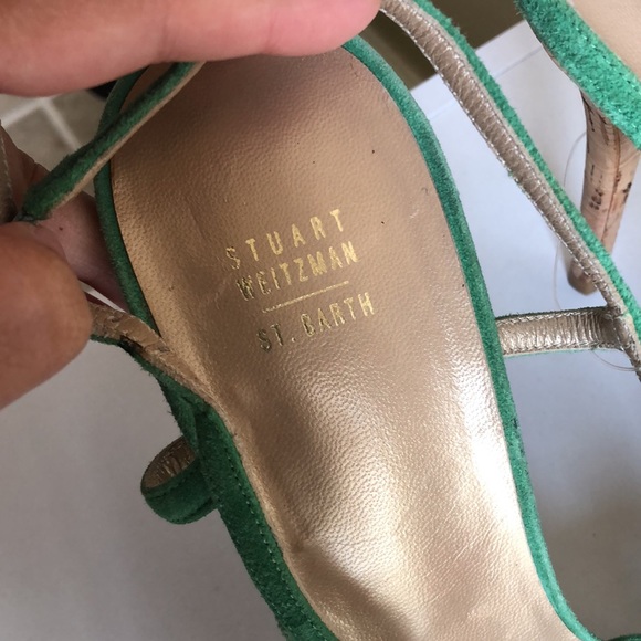 Stuart Weitzman St. Barth Made In Spain Suede Cork Heel Sandals - Picture 5 of 8